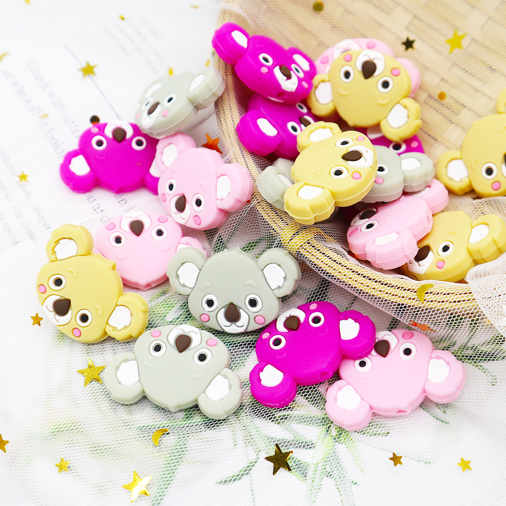 Wholesale 15mm Baby Teething Leopard Print Bead Necklace Food Grade For DIY Jewelry Making Custom Printed Silicone Beads